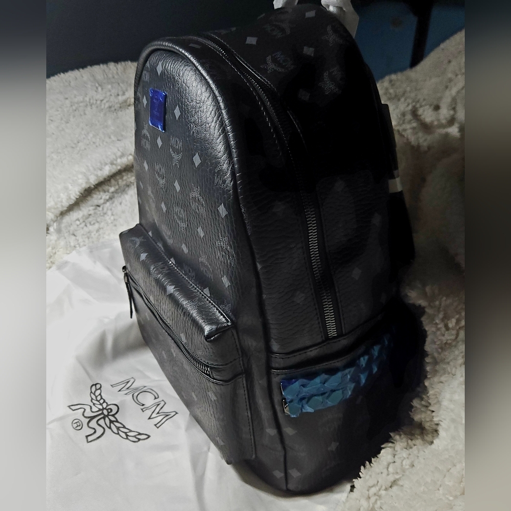 MCM stark Studded Backpack Nwt Still Has Blue  Protective Film Never Used - Picture 11 of 12